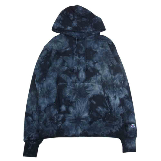 Champion チャンピオン REVERSE WEAVE PULLOVER HOODIE TIEDYE リバースウィーブ プルオーバー スウェット パーカー フーディー 裏起毛 タイダイ染  ブラック系 S【中古】