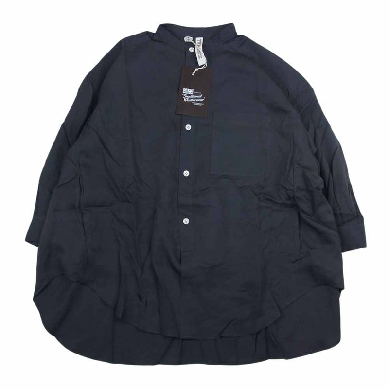 トラディショナル ウェザーウェア 21SS BACK GATHRED NO COLLAR SHIRT ノーカラー 長袖 シャツ  チャコール系 S【極上美品】【中古】