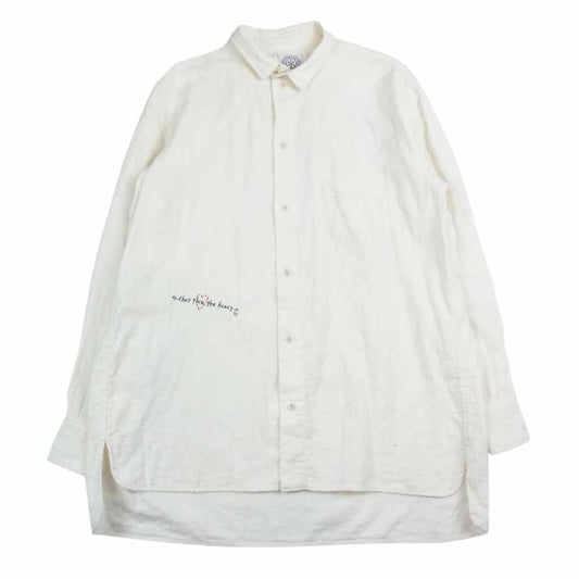 PORTER CLASSIC ポータークラシック 金沢店限定 DOUBLE GAUZE LONG SHIRT 刺繍 ダブルガーゼ ロングシャツ オフホワイト系 S【中古】