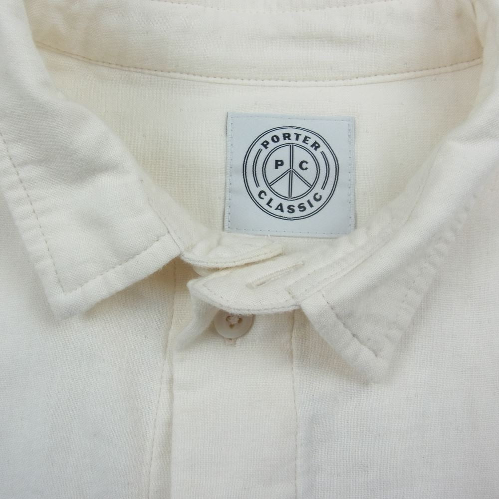 PORTER CLASSIC ポータークラシック 金沢店限定 DOUBLE GAUZE LONG SHIRT 刺繍 ダブルガーゼ ロングシャツ オフホワイト系 S【中古】