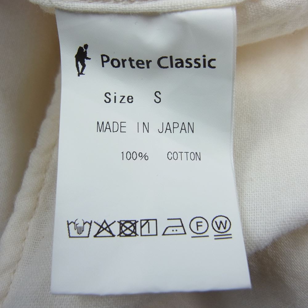 PORTER CLASSIC ポータークラシック 金沢店限定 DOUBLE GAUZE LONG SHIRT 刺繍 ダブルガーゼ ロングシャツ オフホワイト系 S【中古】