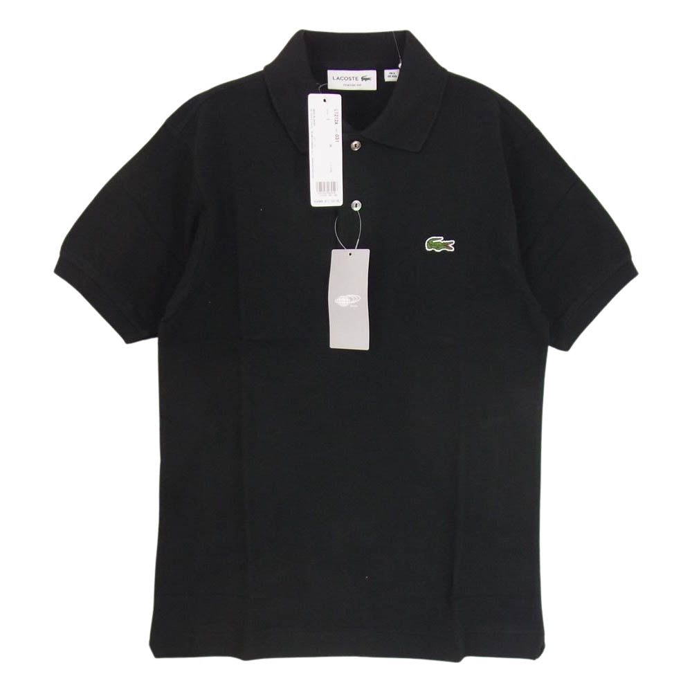LACOSTE ラコステ L1212A ワニワッペン 付き 鹿の子 半袖 ポロ シャツ ブラック系 1【新古品】【未使用】【中古】