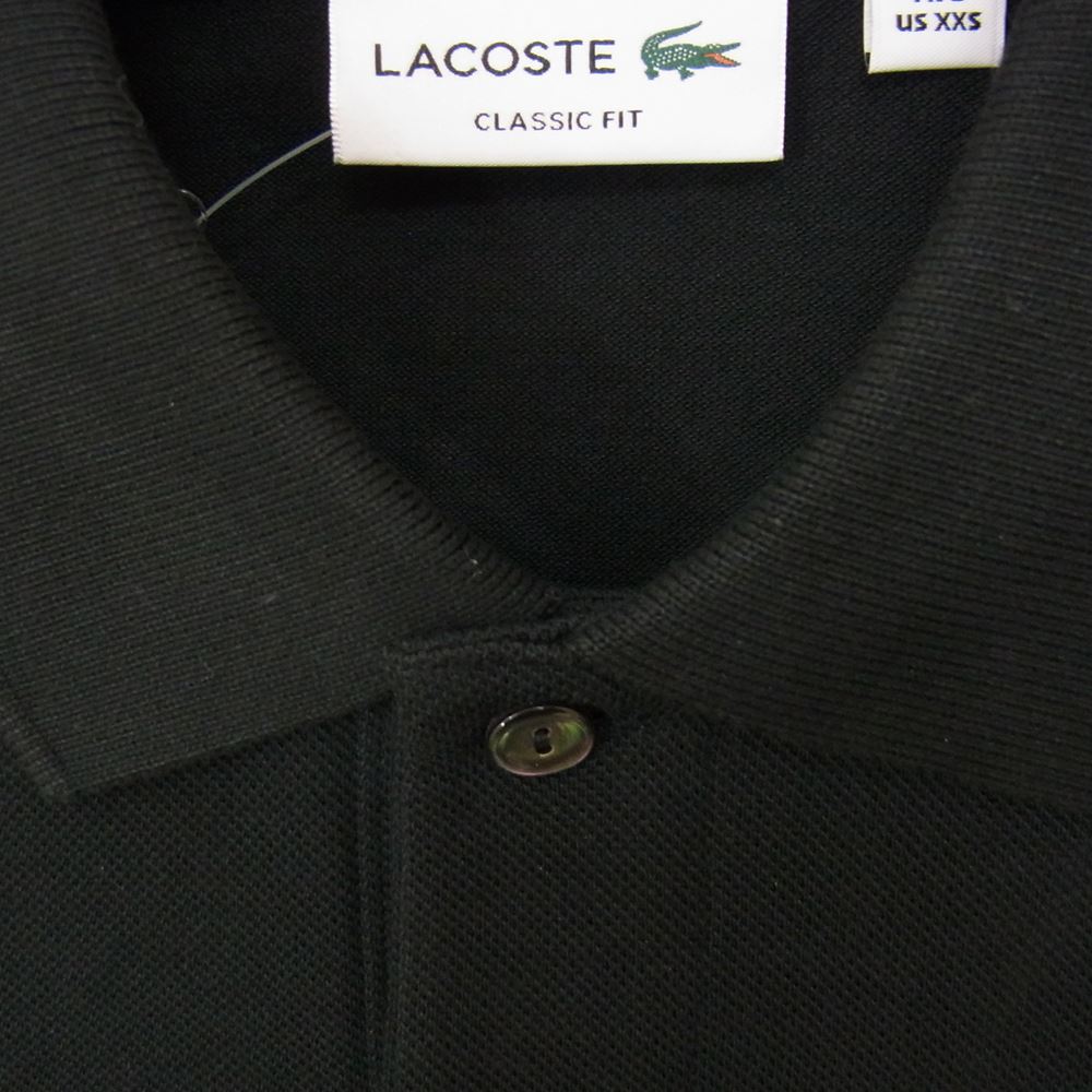 LACOSTE ラコステ L1212A ワニワッペン 付き 鹿の子 半袖 ポロ シャツ ブラック系 1【新古品】【未使用】【中古】