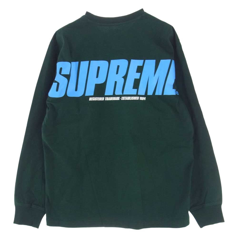 Supreme シュプリーム 19AW Trademark L/S Top バックロゴ プリント カットソー 長袖 緑  グリーン系 S【中古】