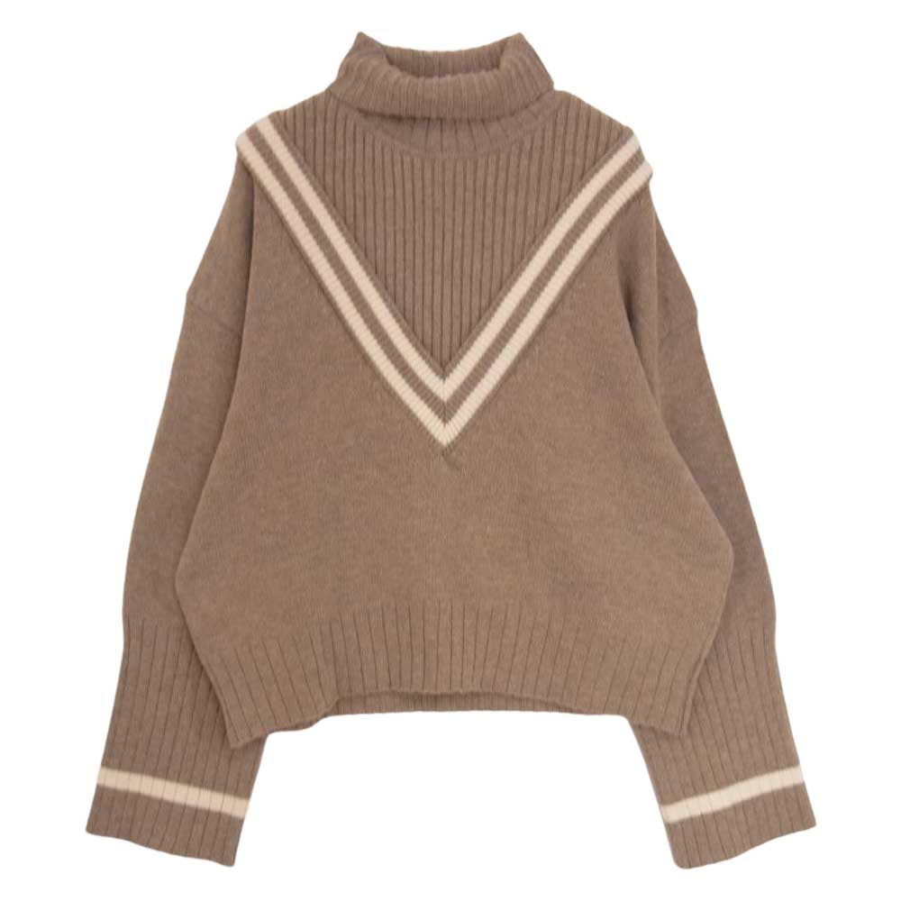 エフシーイー V AND HIGH NECK SWEATER ハイネック セーター ニット ブラウン系 F【中古】
