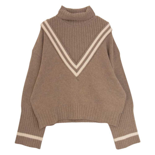 エフシーイー V AND HIGH NECK SWEATER ハイネック セーター ニット ブラウン系 F【中古】