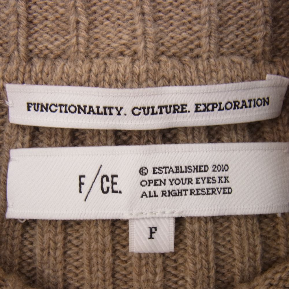 エフシーイー V AND HIGH NECK SWEATER ハイネック セーター ニット ブラウン系 F【中古】