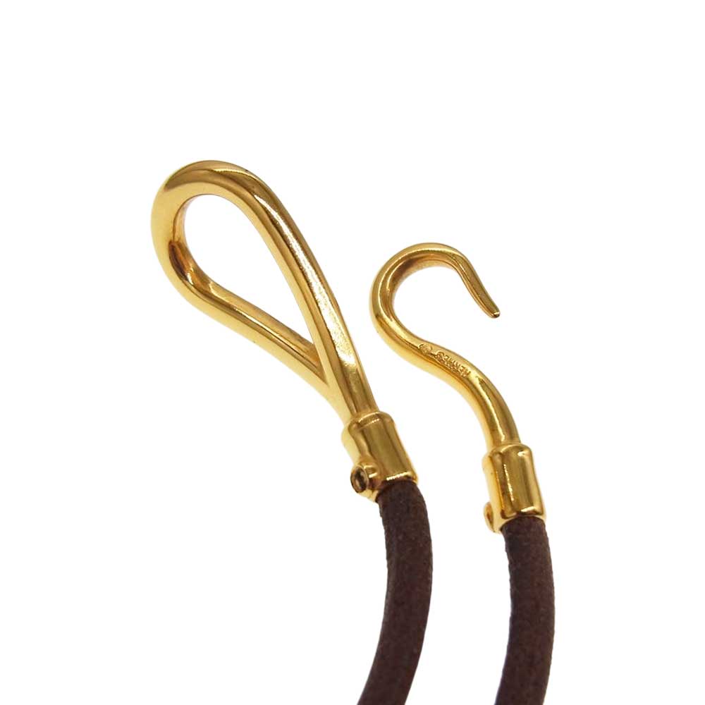 HERMES エルメス ゴールド金具 ジャンボ 2連 レザー ブレスレット ブラウン系 ゴールド系【中古】