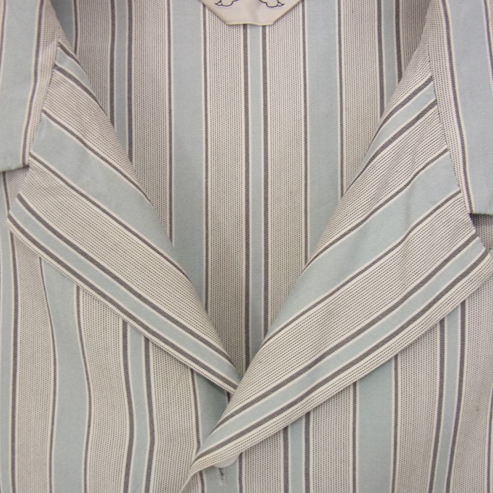 SUNSEA サンシー 14SS SNS-14S14 シルク100％ ストライプ オープンカラー 長袖 シャツ ライトブルー系 2【中古】