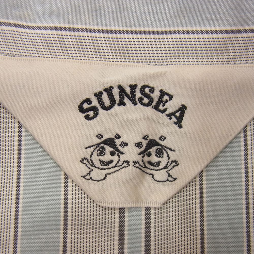 SUNSEA サンシー 14SS SNS-14S14 シルク100％ ストライプ オープンカラー 長袖 シャツ ライトブルー系 2【中古】
