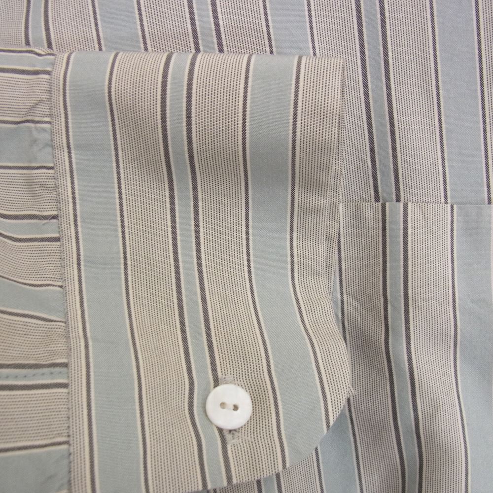 SUNSEA サンシー 14SS SNS-14S14 シルク100％ ストライプ オープンカラー 長袖 シャツ ライトブルー系 2【中古】