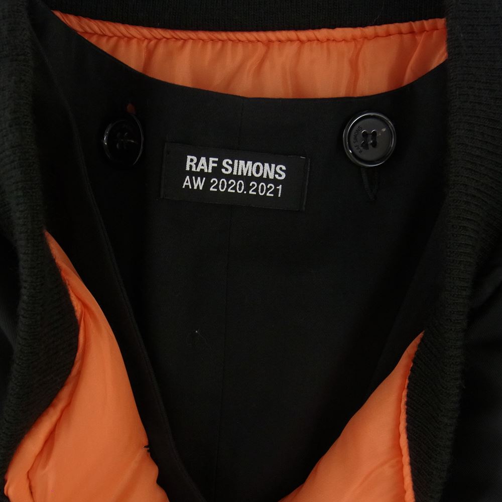 RAF SIMONS ラフシモンズ 20AW 202-620 NYLON PATCHED BOMBER WOOL ナイロン パッチ ワッペン付き ウール ブルゾン ボンバージャケット ブラック系【中古】