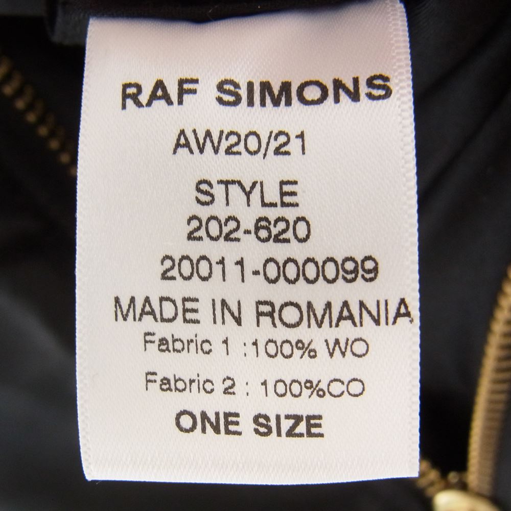 RAF SIMONS ラフシモンズ 20AW 202-620 NYLON PATCHED BOMBER WOOL ナイロン パッチ ワッペン付き ウール ブルゾン ボンバージャケット ブラック系【中古】