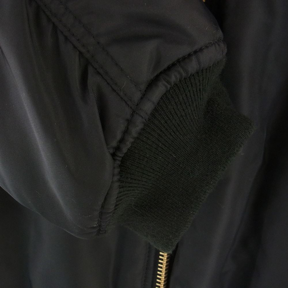 RAF SIMONS ラフシモンズ 20AW 202-620 NYLON PATCHED BOMBER WOOL ナイロン パッチ ワッペン付き ウール ブルゾン ボンバージャケット ブラック系【中古】