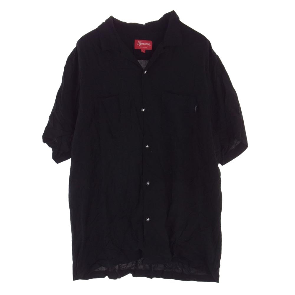 SUPREME シュプリーム 19SS Playboy Rayon S/S Shirt/S プレイボーイレーヨンオープンカラー半袖シャツ ブラック