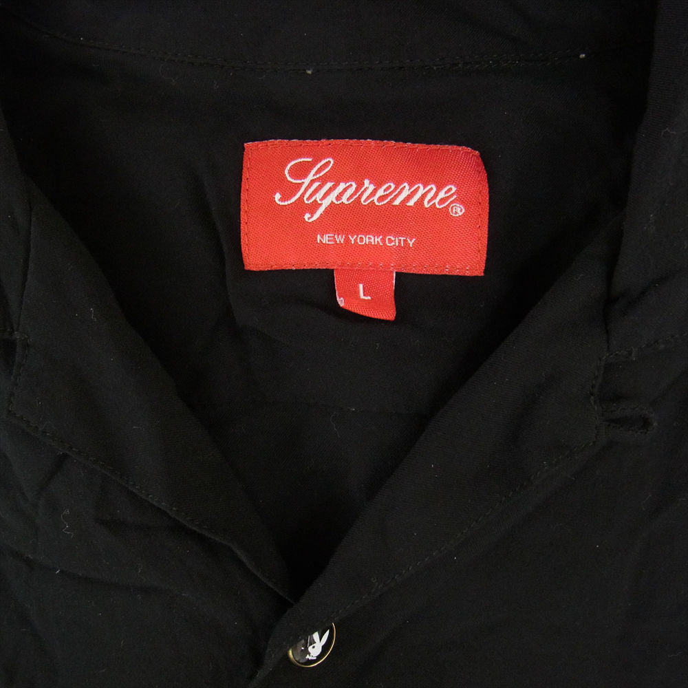 Supreme シュプリーム 19SS Playboy Rayon S/S Shirt 半袖 オープンカラー レーヨン シャツ  ブラック系 L【中古】
