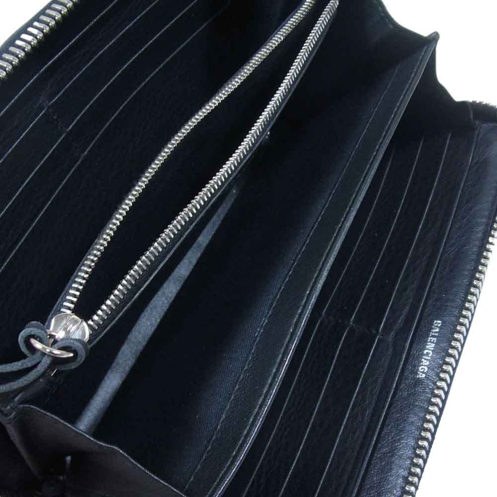 BALENCIAGA バレンシアガ 国内正規店 保証書付 381226 ペーパーコンチネンタル ウォレット ジッピー ラウンドファスナー 長財布 ブラック系【中古】
