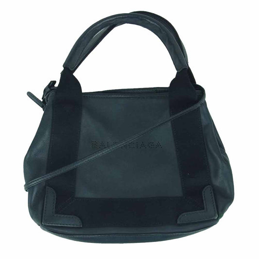 BALENCIAGA バレンシアガ 390346 ネイビーカバス XS ポーチ ショルダー ハンド バッグ ブラック系 ダークネイビー系【中古】