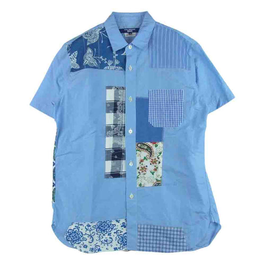 JUNYA WATANABE COMME des GARCONS MAN ジュンヤワタナベコムデギャルソンマン 22SS WI-B024 AD2021 パッチワーク 半袖 シャツ ライトブルー系 M【中古】