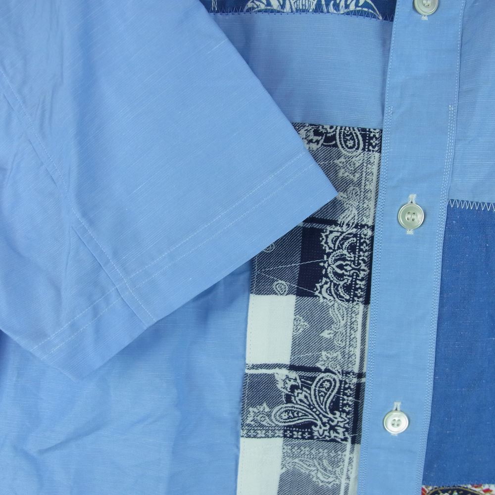 JUNYA WATANABE COMME des GARCONS MAN ジュンヤワタナベコムデギャルソンマン 22SS WI-B024 AD2021 パッチワーク 半袖 シャツ ライトブルー系 M【中古】