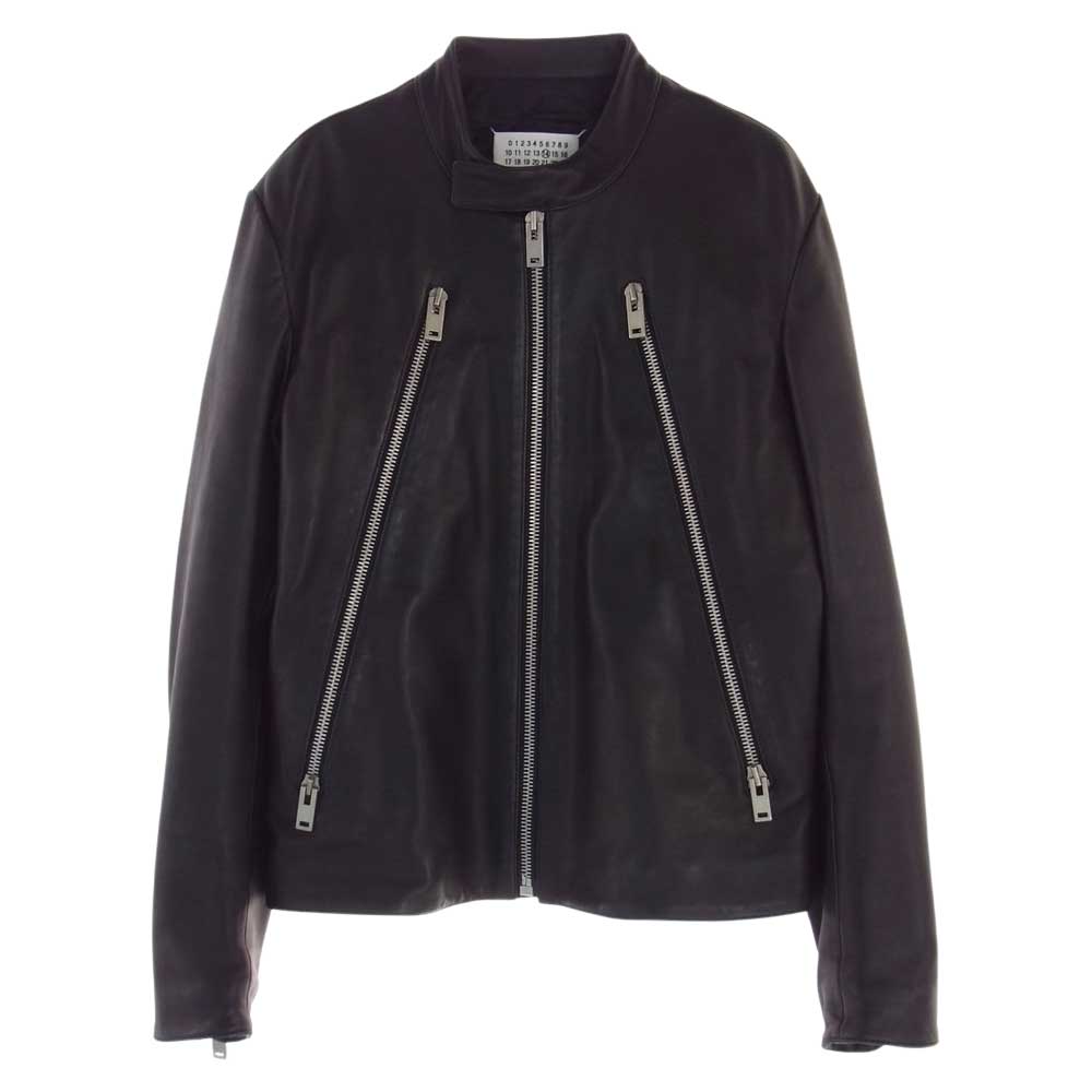 MAISON MARGIELA メゾンマルジェラ 16AW S50AM0268 14ライン 5Zip Leathre Riders Jacket ハの字 5ジップ レザー ライダースジャケット ブラック系 44【中古】