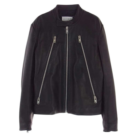 MAISON MARGIELA メゾンマルジェラ 16AW S50AM0268 14ライン 5Zip Leathre Riders Jacket ハの字 5ジップ レザー ライダースジャケット ブラック系 44【中古】