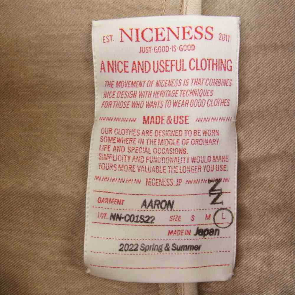 ナイスネス 22SS NN-C01S22 AARON アーロン ステンカラーコート ベージュ系 L【中古】