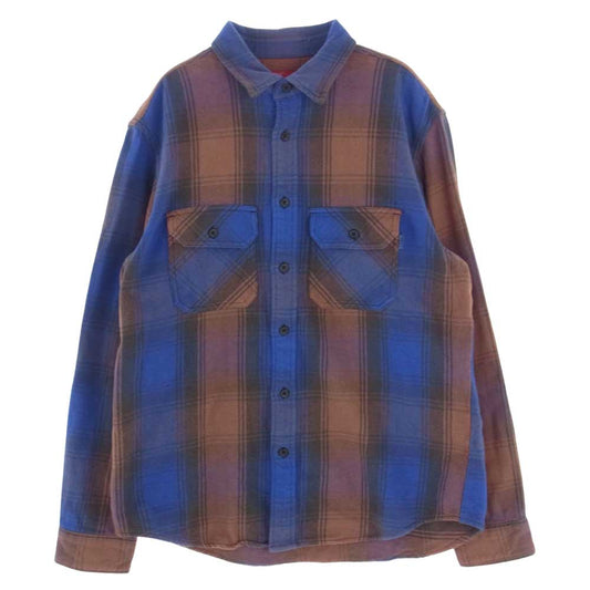 Supreme シュプリーム 19AW  Heavyweight Flannnel Shirt ヘビーウェイト フランネル シャツ 長袖  ブルー系 ブラウン系 M【中古】