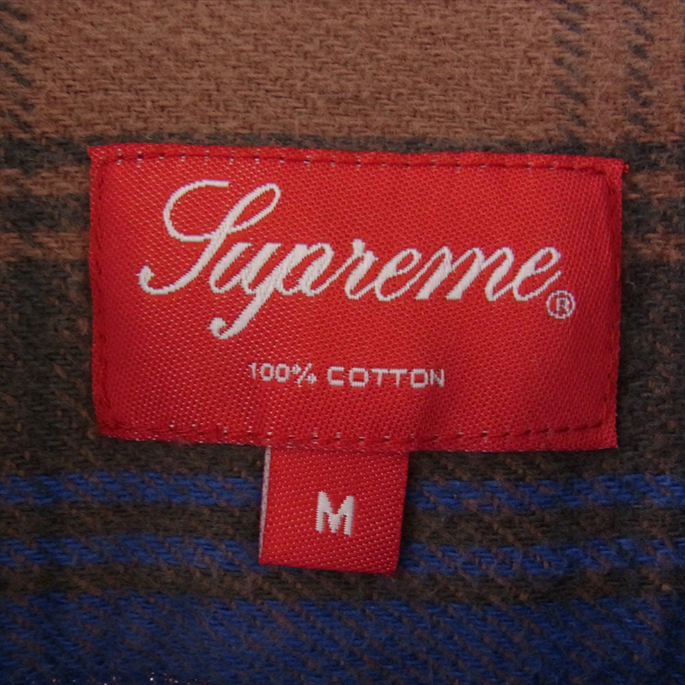 Supreme シュプリーム 19AW  Heavyweight Flannnel Shirt ヘビーウェイト フランネル シャツ 長袖  ブルー系 ブラウン系 M【中古】