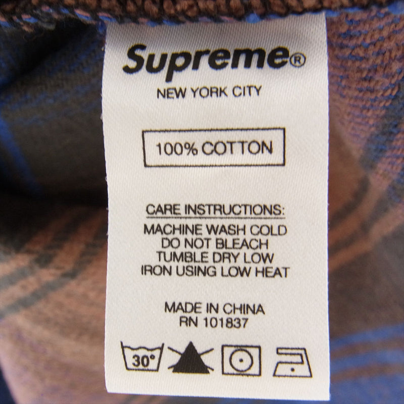 Supreme シュプリーム 19AW  Heavyweight Flannnel Shirt ヘビーウェイト フランネル シャツ 長袖  ブルー系 ブラウン系 M【中古】