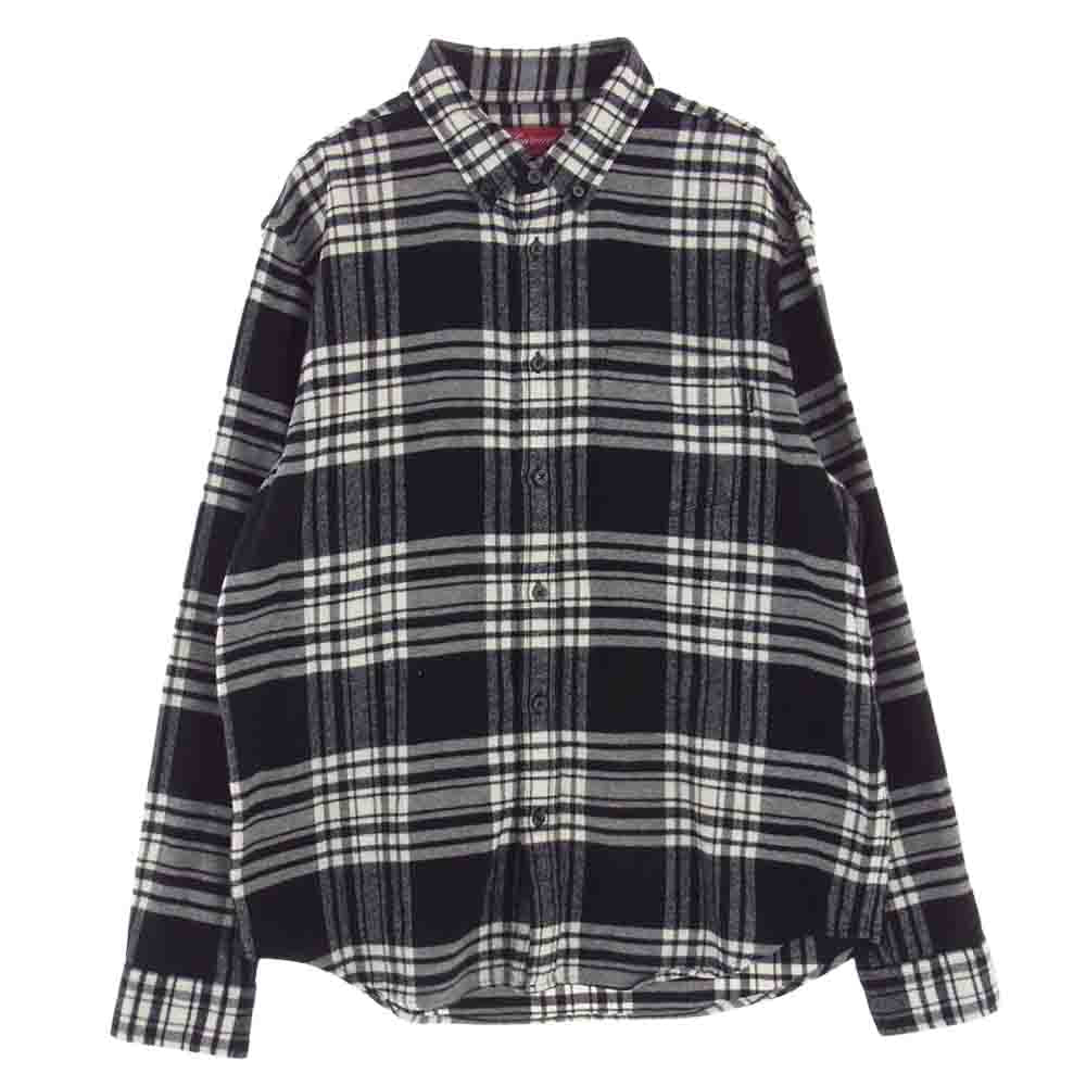 Supreme シュプリーム  19AW  Tartan Flannel Shirt タータン チェック ボタン ダウン フランネル シャツ 長袖  ブラック系 グレー系 ホワイト系 M【中古】
