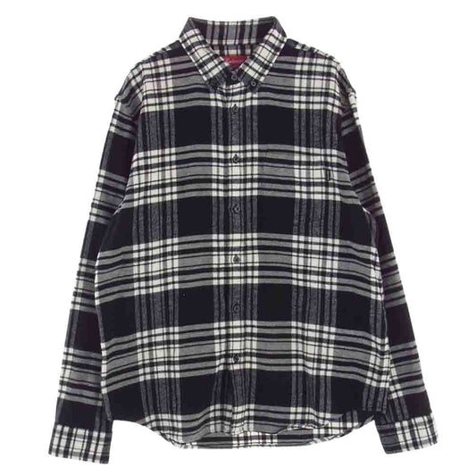 Supreme シュプリーム  19AW  Tartan Flannel Shirt タータン チェック ボタン ダウン フランネル シャツ 長袖  ブラック系 グレー系 ホワイト系 M【中古】