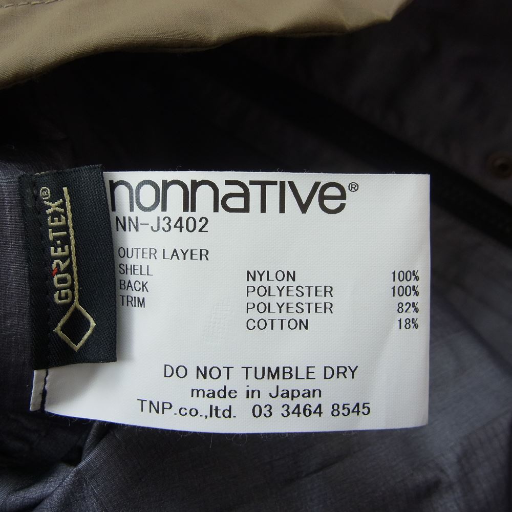 nonnative ノンネイティブ 18AW NN-J3402 ALPINIST HOODED JACKET NYRON RIPSTOP WITH GORE-TEX PRO 3L アルパイン ゴアテックス フーデッド ジャケット ブラック系 ベージュ系 1【美品】【中古】