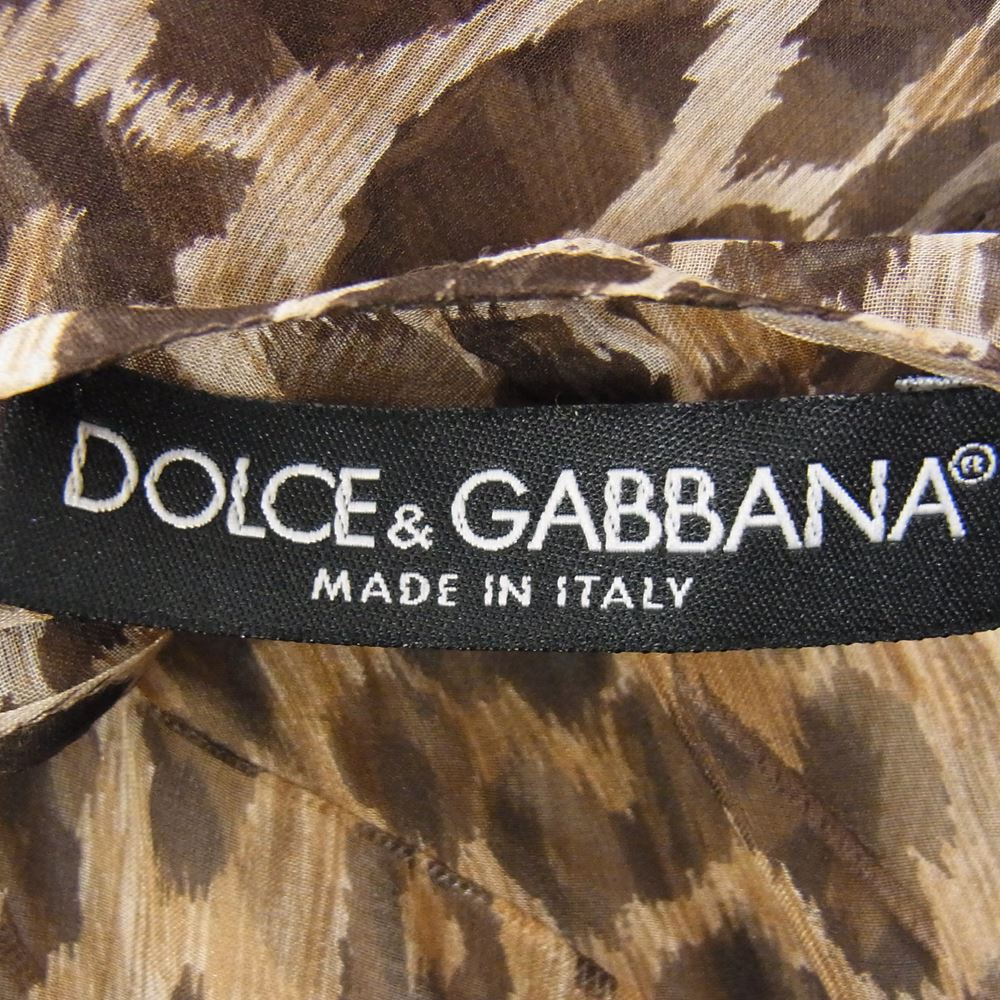 DOLCE&GABBANA ドルチェアンドガッバーナ シルク100％ レオパード シアー キャミソール ワンピース ブラウン系 40【中古】
