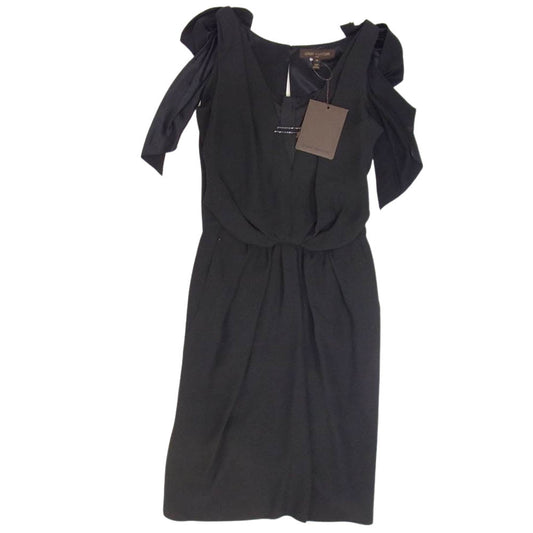 LOUIS VUITTON ルイ・ヴィトン シルク100％ ノースリーブ ワンピース ドレス ブラック系 38【中古】