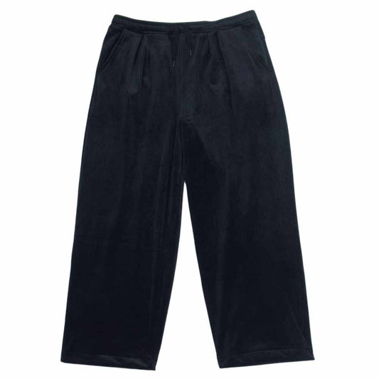 カンビオ コーデュロイ 2タック ワイド パンツ ブラック系 L【美品】【中古】