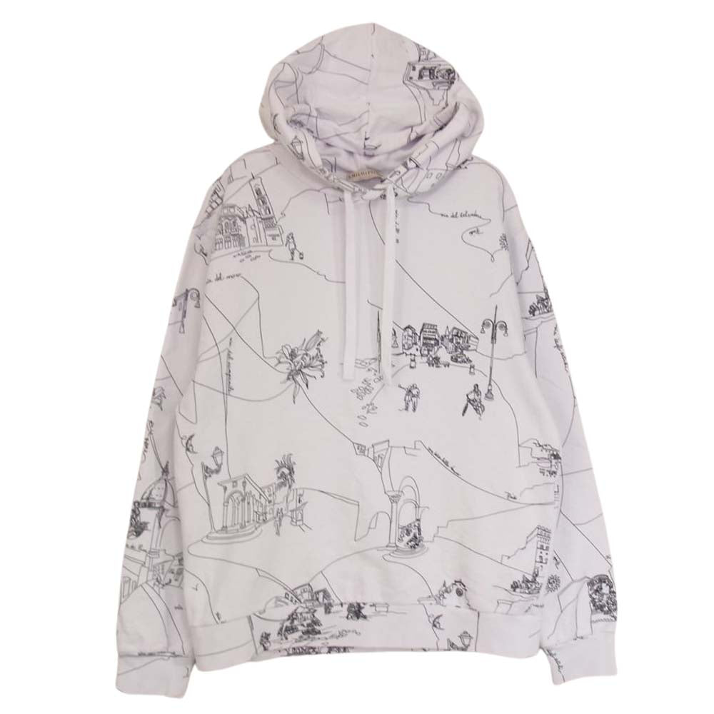 Emilio Pucci エミリオプッチ 1ETM01-1E983 Hoodie Con Motivo Scorci Fiorentini スケッチ プリント プルオーバー パーカー フーディ ホワイト系 M【中古】