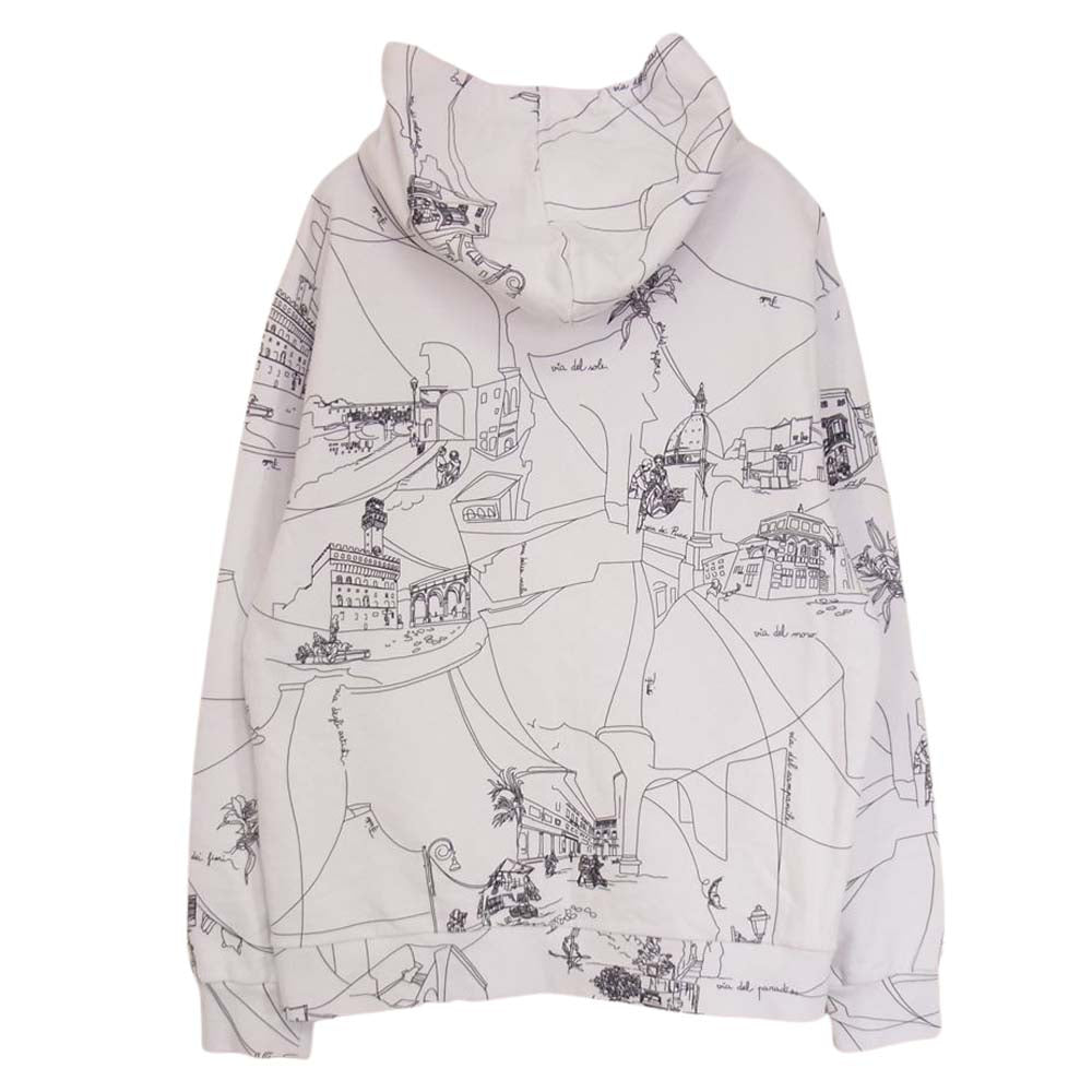 Emilio Pucci エミリオプッチ 1ETM01-1E983 Hoodie Con Motivo Scorci Fiorentini スケッチ プリント プルオーバー パーカー フーディ ホワイト系 M【中古】