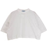 PRADA プラダ 3560A S212 1Y98 CROPPED JERSEY TEE クロップド ロゴプレート ダメージ加工 半袖 ジャージー Tシャツ ホワイト系 S【中古】