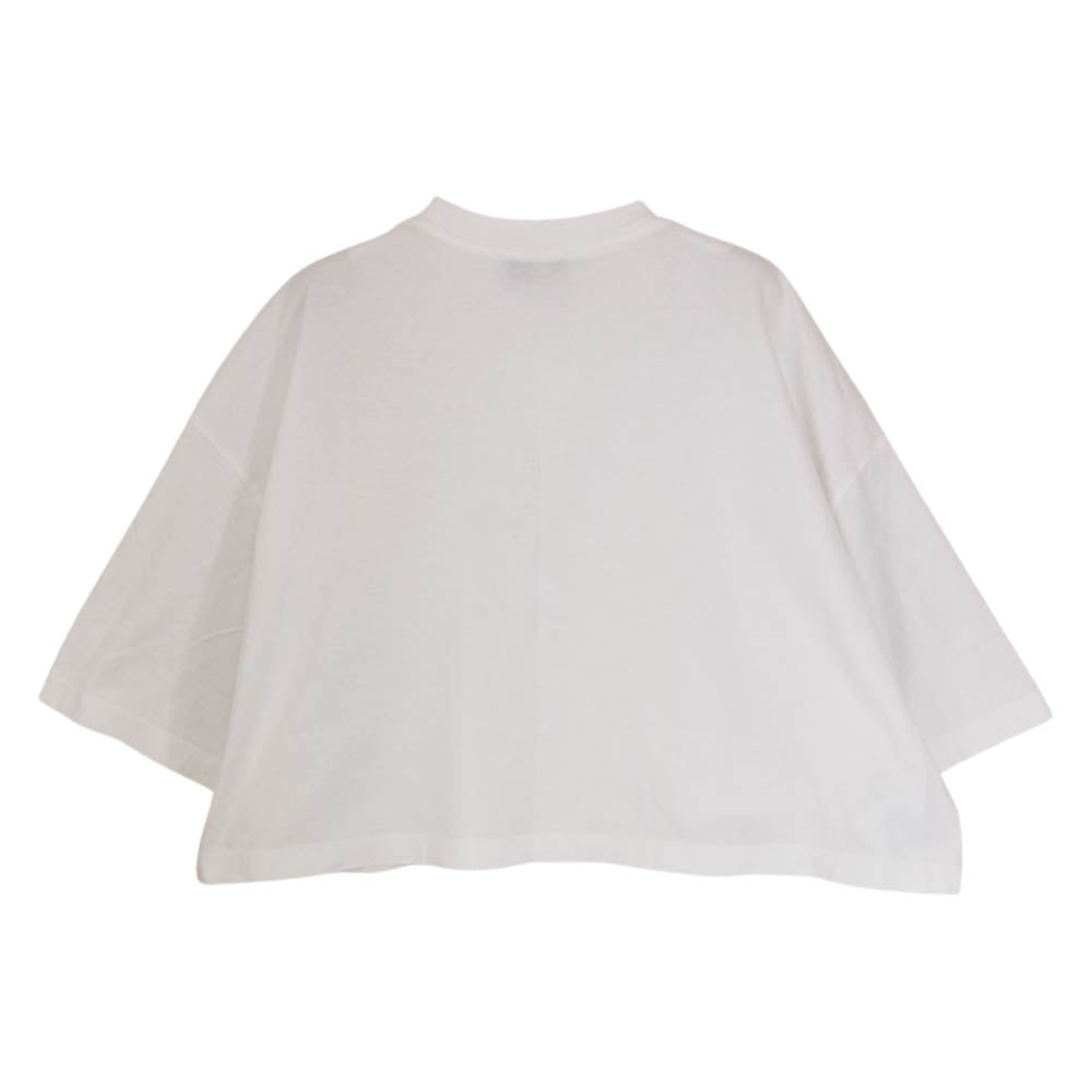 PRADA プラダ 3560A S212 1Y98 CROPPED JERSEY TEE クロップド ロゴプレート ダメージ加工 半袖 ジャージー Tシャツ ホワイト系 S【中古】