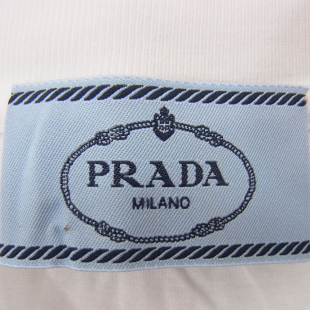 PRADA プラダ 3560A S212 1Y98 CROPPED JERSEY TEE クロップド ロゴプレート ダメージ加工 半袖 ジャージー Tシャツ ホワイト系 S【中古】