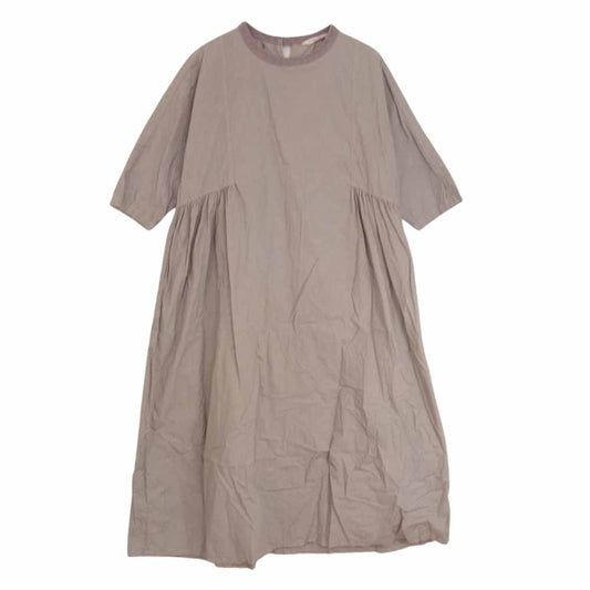 グランマママドーター GER291 リネンカラー プルオーバー 半袖 シャツワンピース グレー系 O【中古】