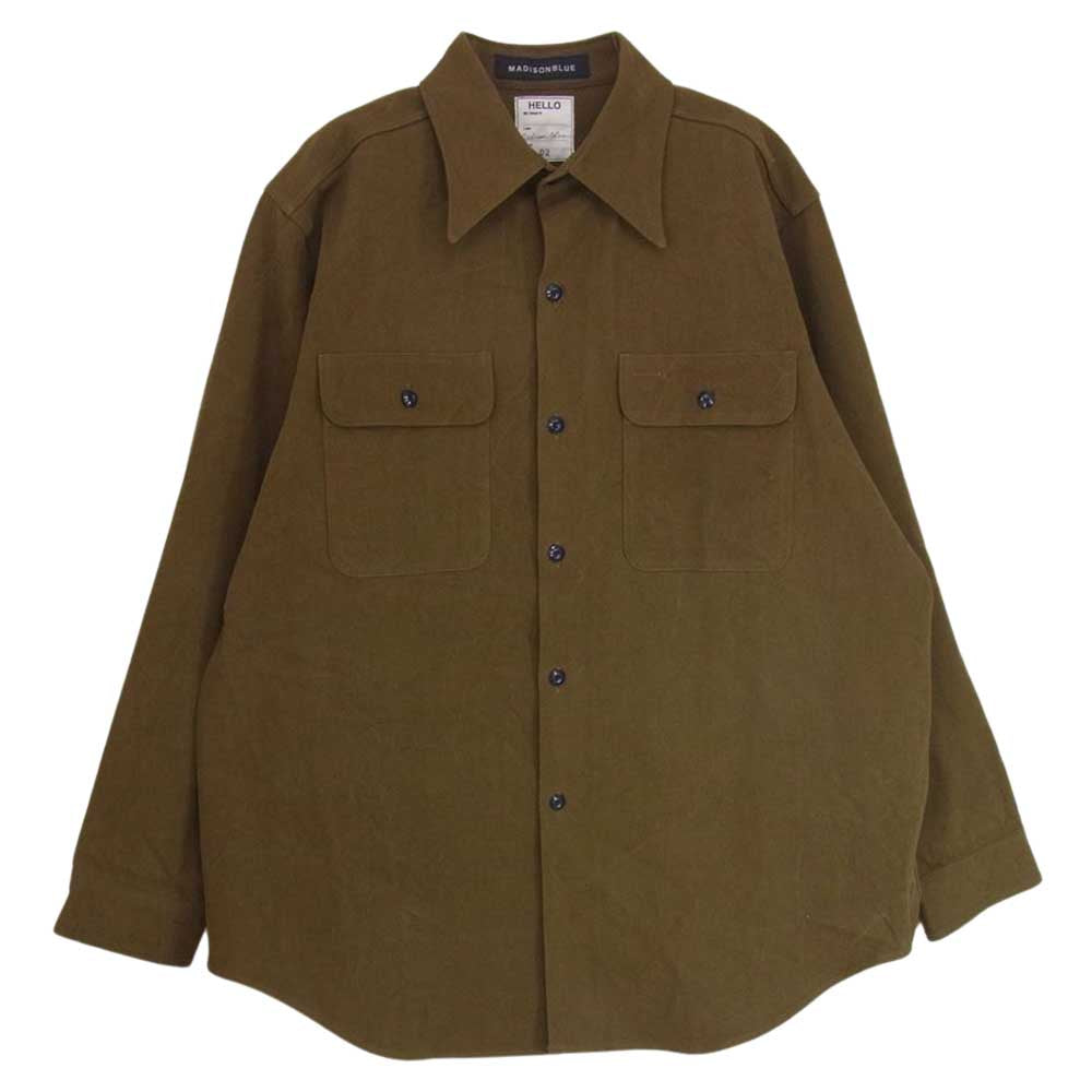MADISON BLUE マディソンブルー 19AW MB194-5016 HAMPTON SHIRT DRAY COTTON KHAKI ハンプトン シャツ ドライコットン 長袖 シャツ カーキ系 M【中古】