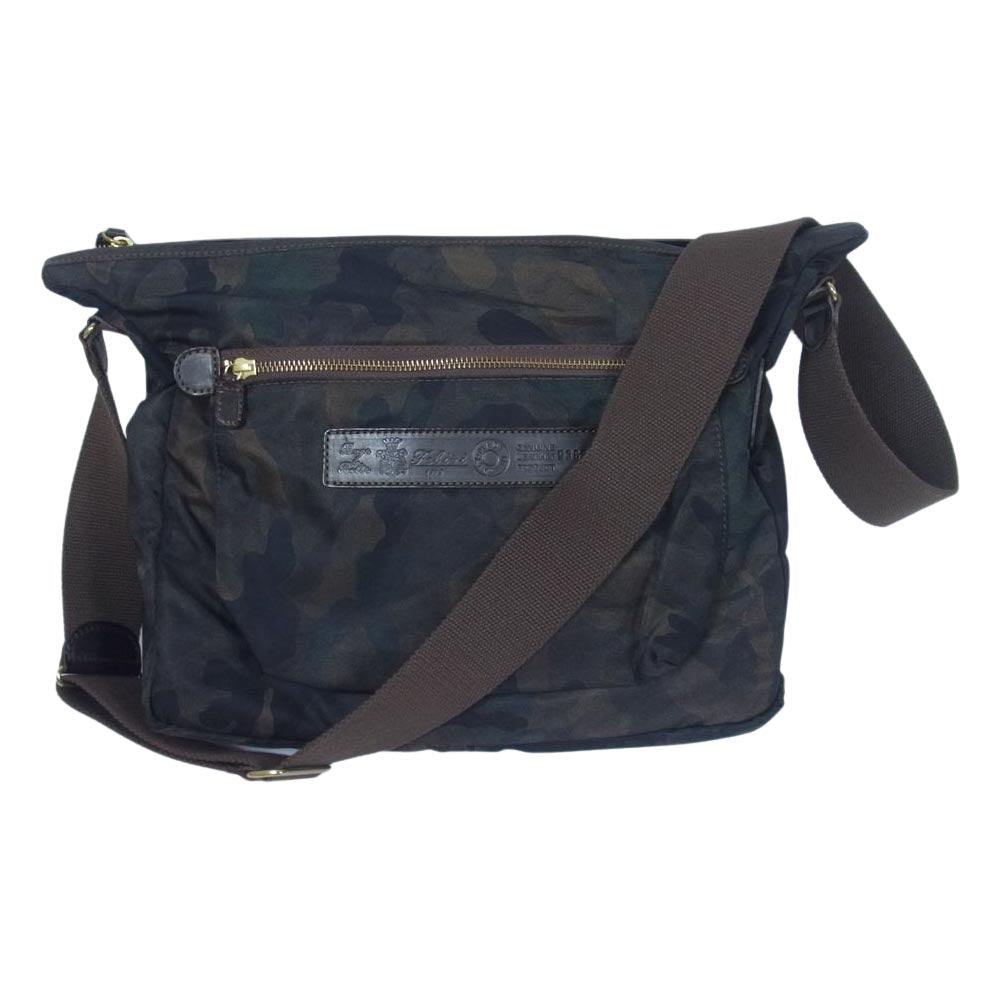 Felisi フェリージ A4 9362 CFA copfl カモフラ レザー ナイロン ショルダー バッグ ブラウン系 グリーン系【極上美品】【中古】