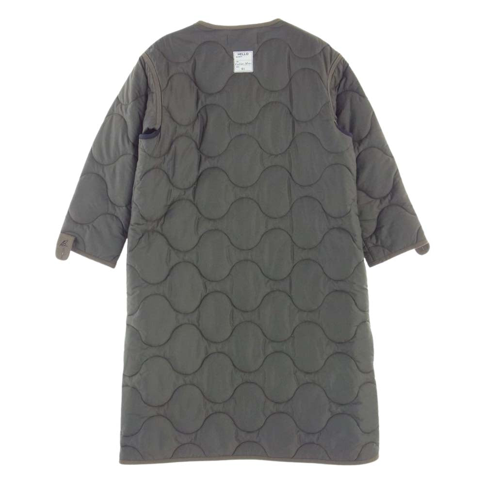 MADISON BLUE マディソンブルー MB214-2014 QUILTING NOCOLLAR COAT 高密度ナイロンリップストップ 撥水 キルティング ノーカラーコート カーキ系 S【新古品】【未使用】【中古】
