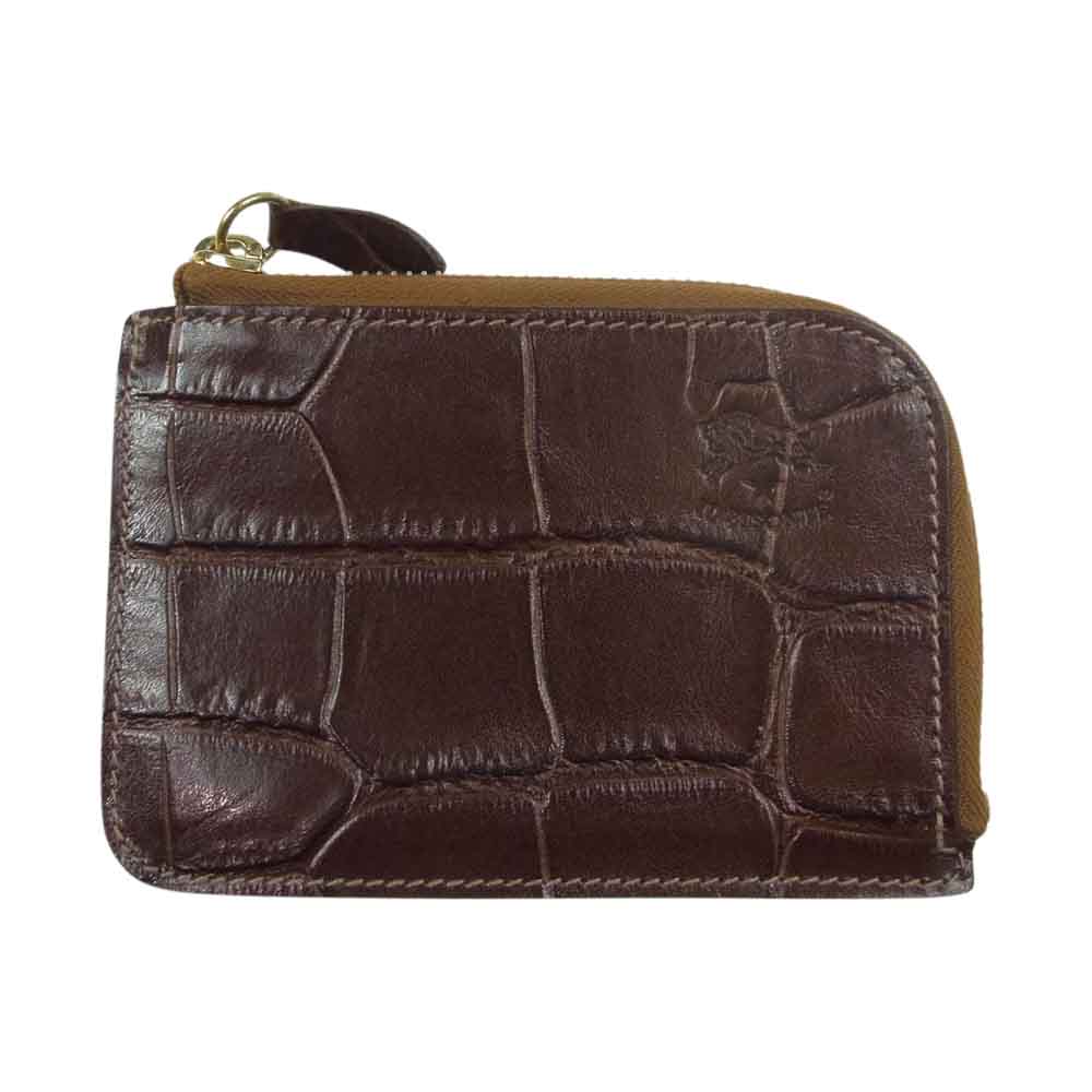 IL BISONTE イルビゾンテ クロコ 型押し L字型 コンパクト 財布 ウオレット ブラウン系【中古】