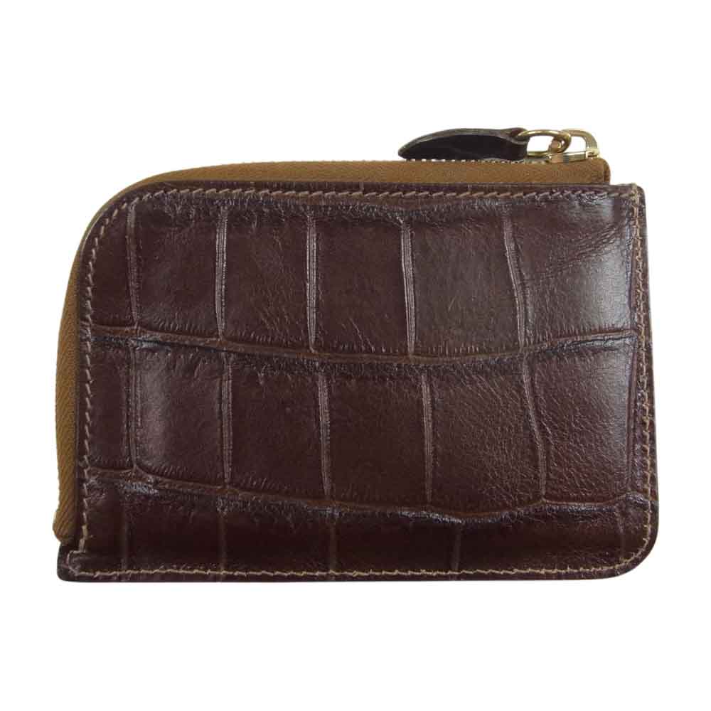 IL BISONTE イルビゾンテ クロコ 型押し L字型 コンパクト 財布 ウオレット ブラウン系【中古】