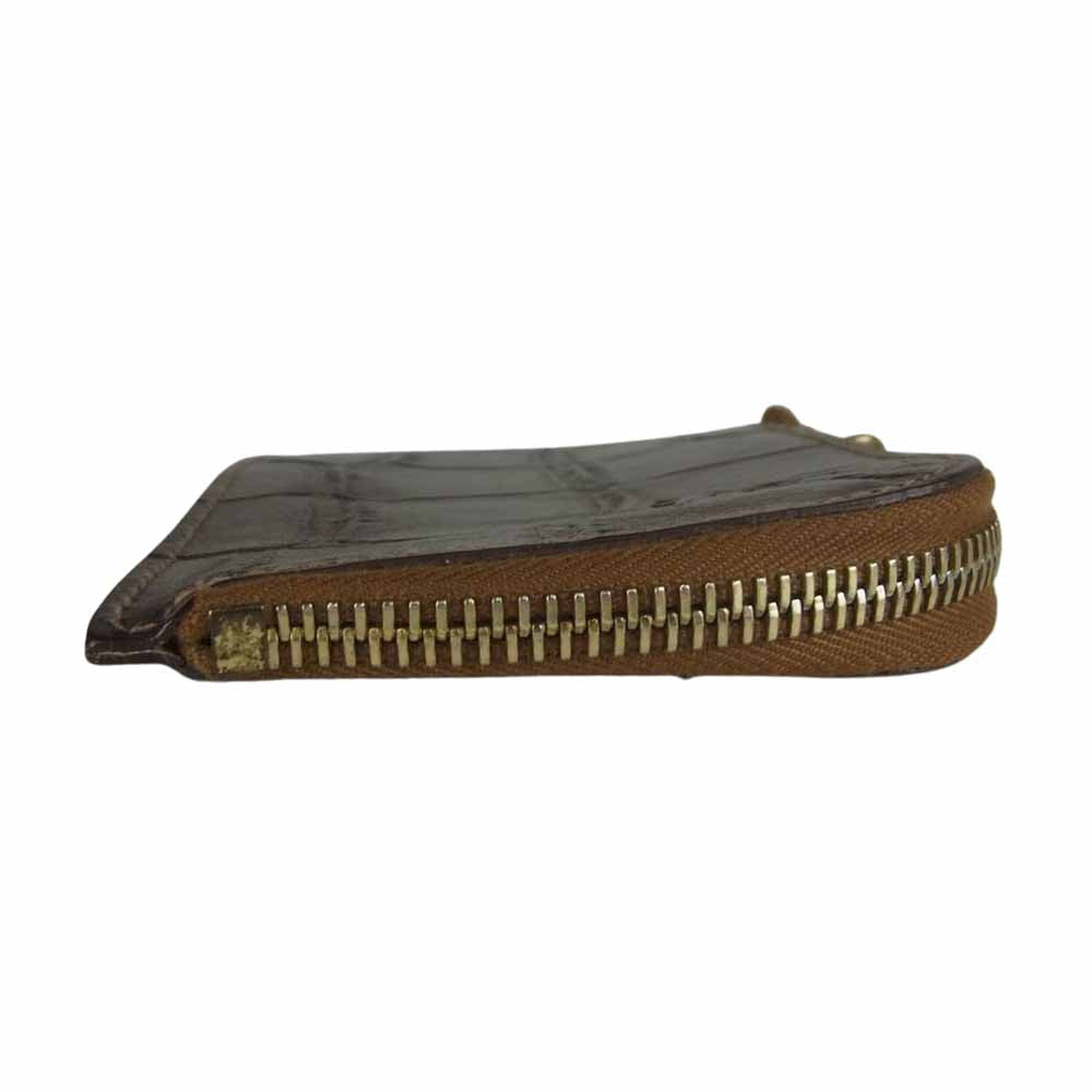 IL BISONTE イルビゾンテ クロコ 型押し L字型 コンパクト 財布 ウオレット ブラウン系【中古】