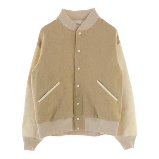 VISVIM ビズビム 20AW 0120205013021 VARSITY SB JKT WOOL バーシティ スタジアム ジャケット スタジャン ウール レザー ベージュ系 2【極上美品】【中古】