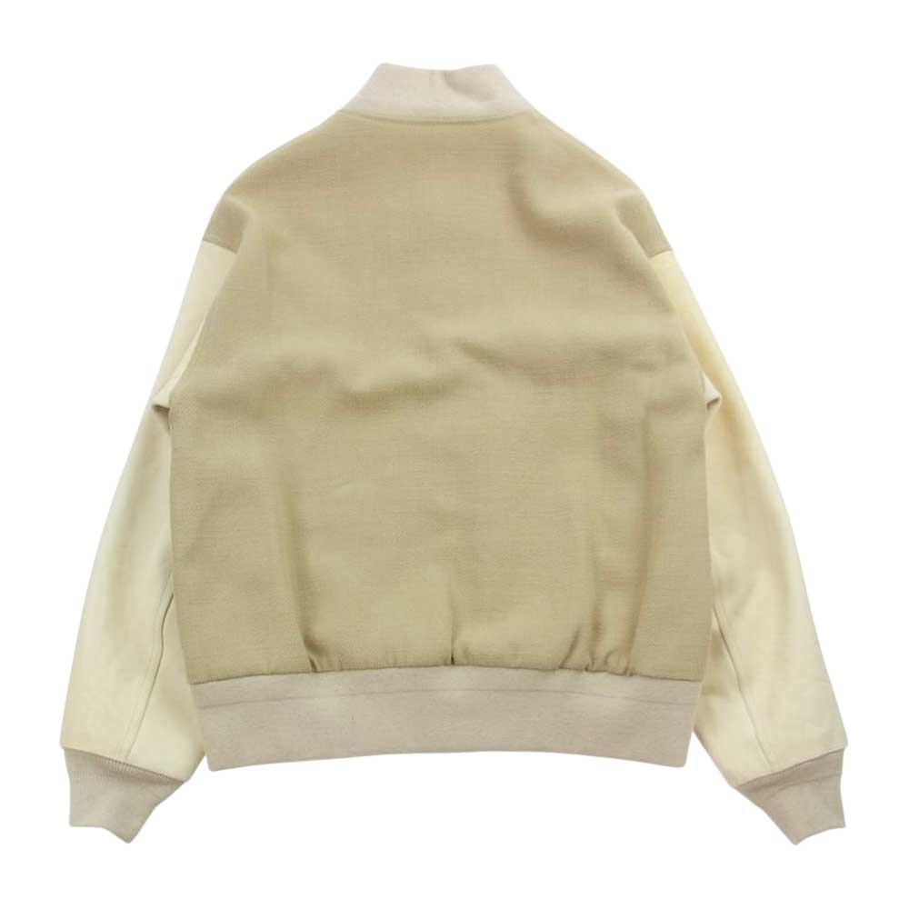 VISVIM ビズビム 20AW 0120205013021 VARSITY SB JKT WOOL バーシティ スタジアム ジャケット スタジャン ウール レザー ベージュ系 2【極上美品】【中古】